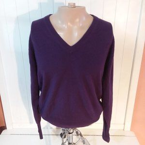 Sojrn  Men's Cashmere Purple V-Neck Sweater size Medium